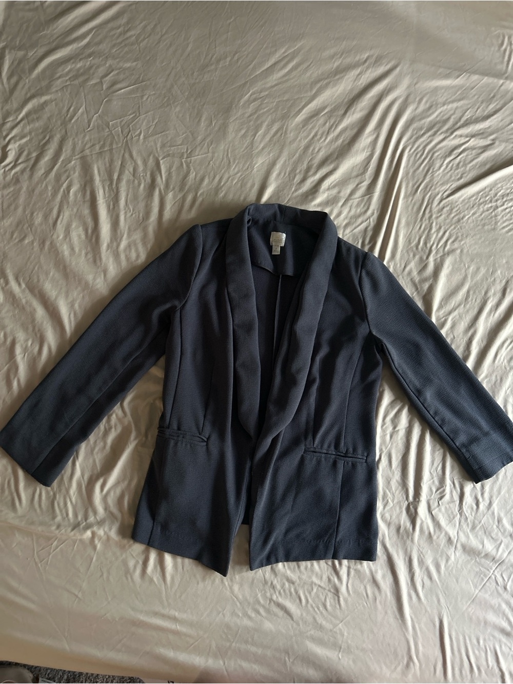 LC Lauren Conrad Navy Open-Front Draped Blazer
